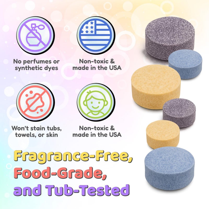 Color My Bath Color MyBath - Bath Color Tablets for Kids, 300 Count Jar - Color Changing, Non-Toxic, Non-Staining, Fragrance-Free - Mix Your Own Rainbow, Fun & Educational - Made in USA (1-Pack) - Image 5